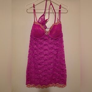 Fuchsia Lace Chemise Lingerie Set
